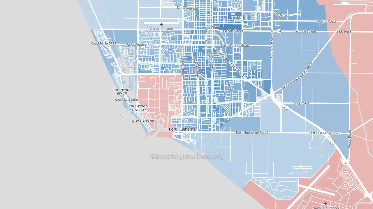 Port Hueneme, CA block-group political-lean map