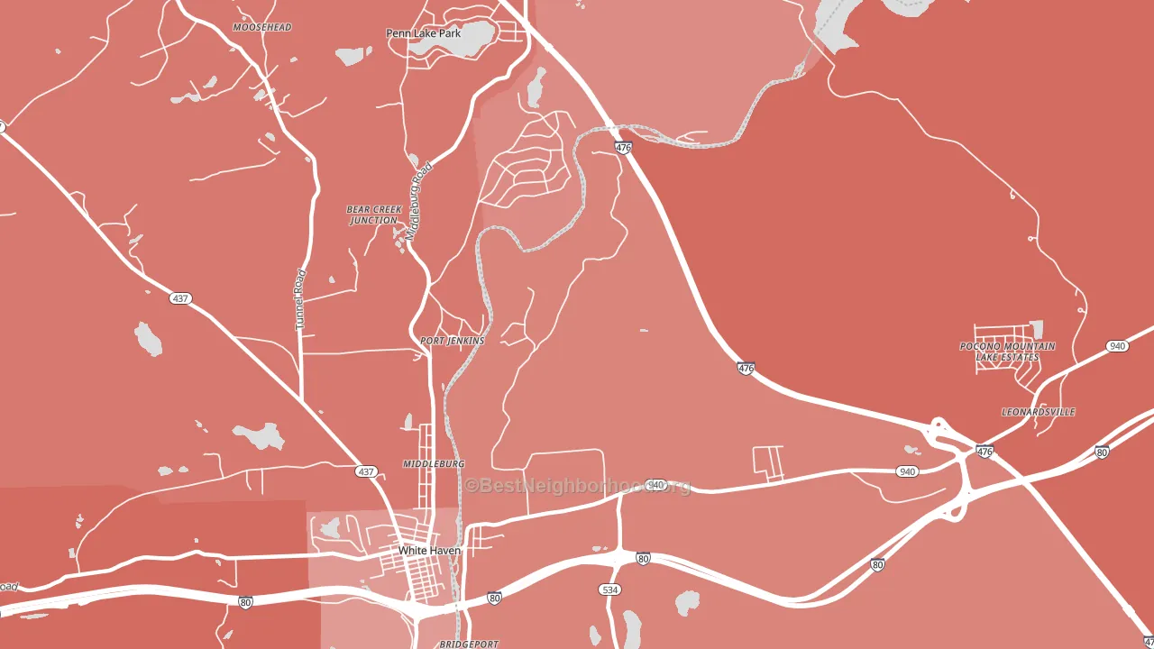 Port Jenkins, PA block-group political-lean map