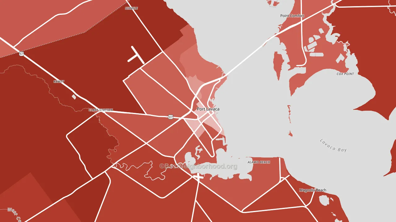 Port Lavaca, TX block-group political-lean map