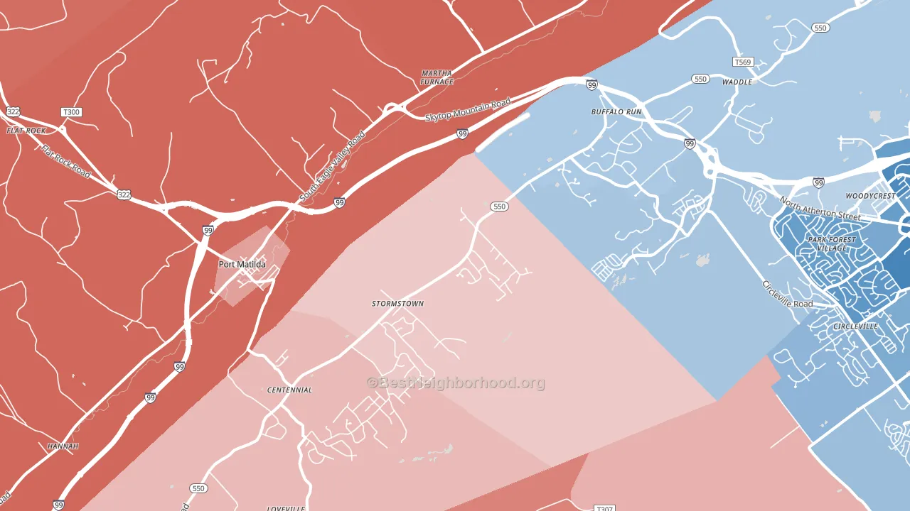 Port Matilda, PA block-group political-lean map