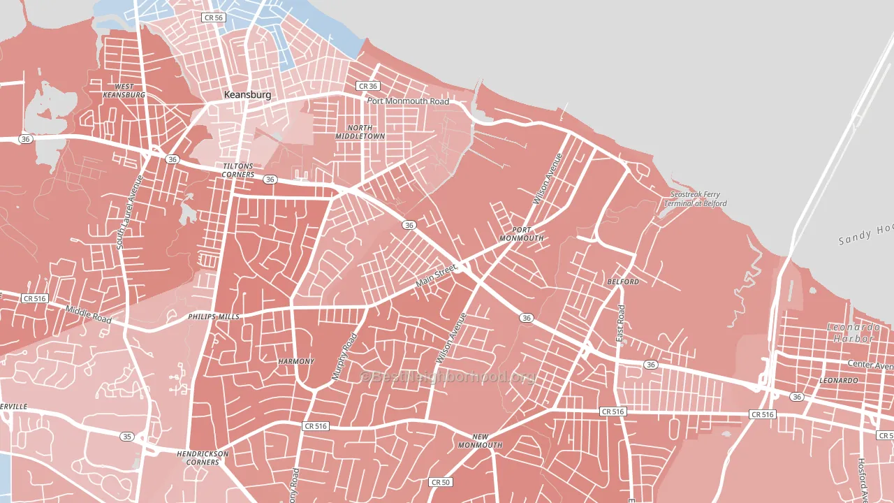 Port Monmouth, NJ block-group political-lean map