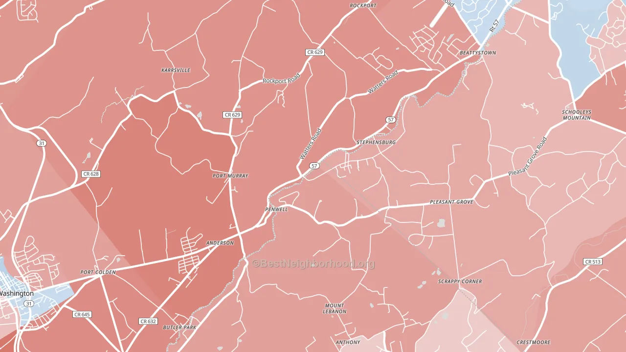 Port Murray, NJ block-group political-lean map