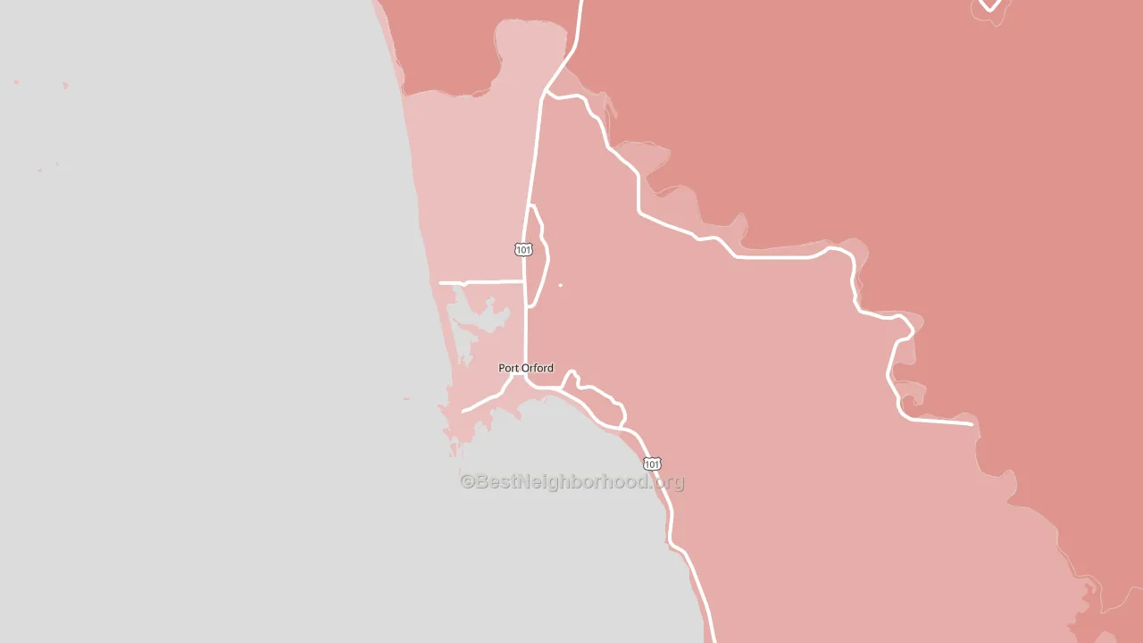 Port Orford, OR block-group political-lean map