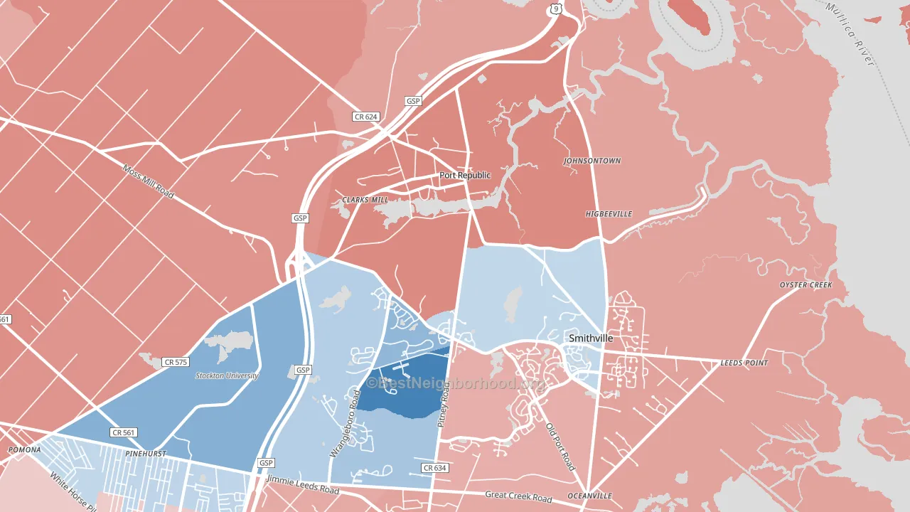 Port Republic, NJ block-group political-lean map