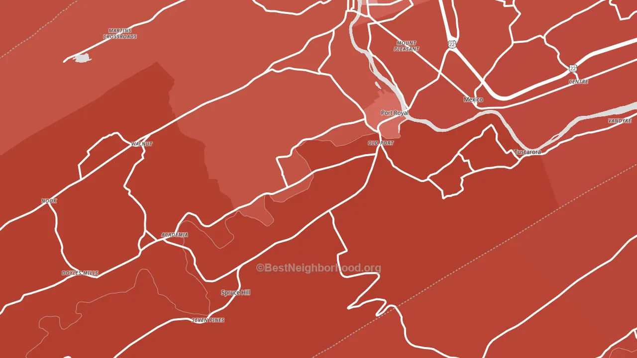 Port Royal, PA block-group political-lean map
