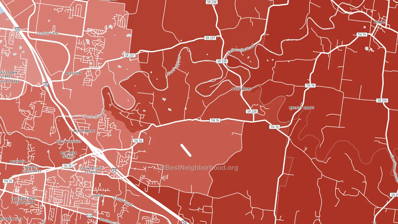 Port Royal, TN block-group political-lean map