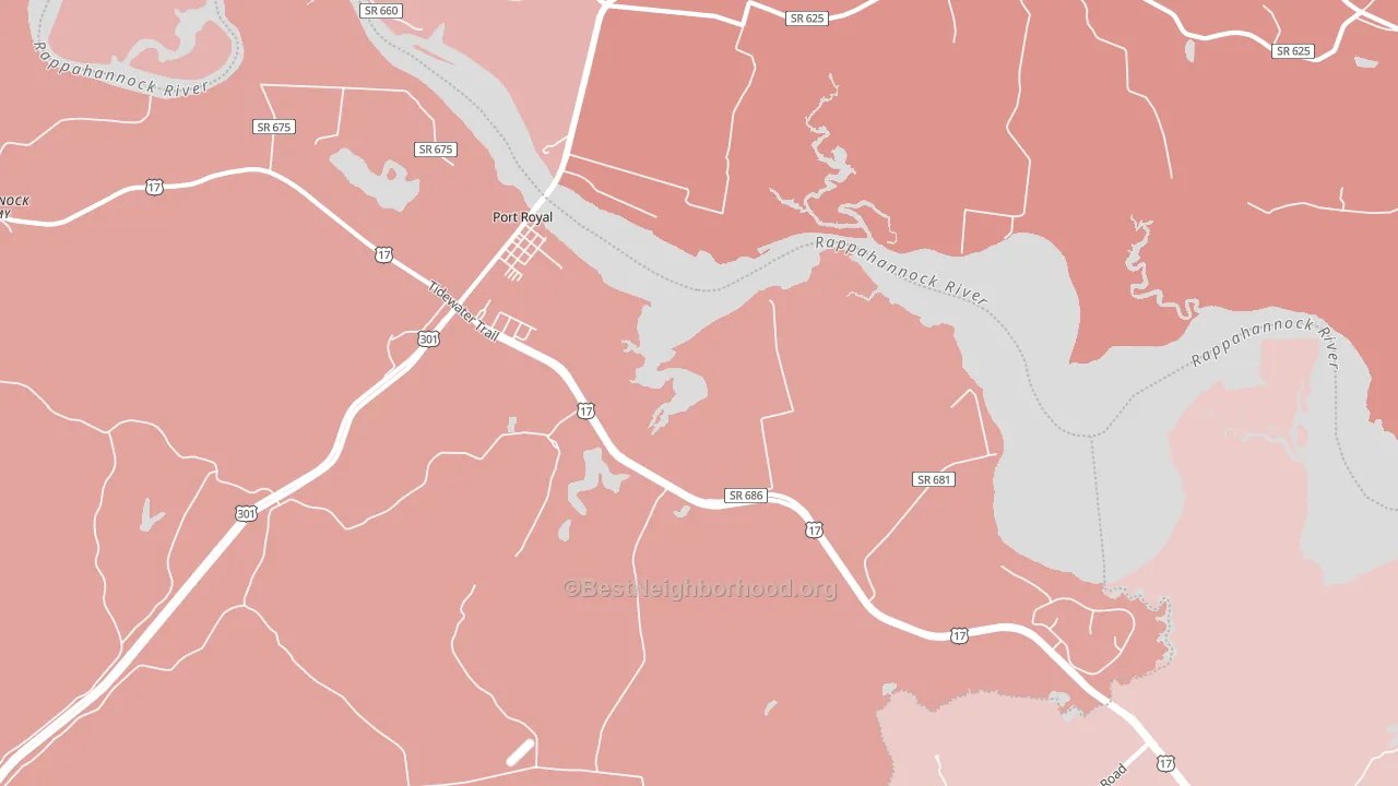 Port Royal, VA block-group political-lean map
