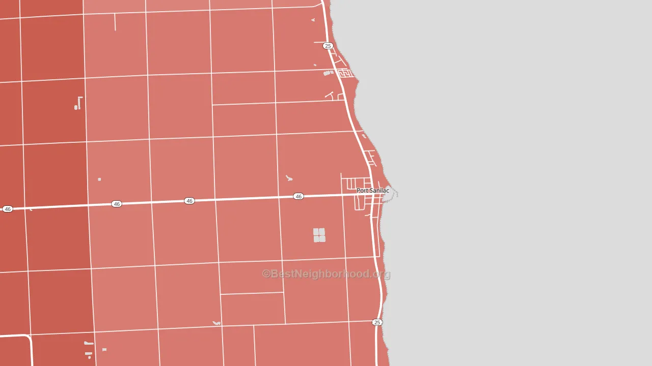 Port Sanilac, MI block-group political-lean map