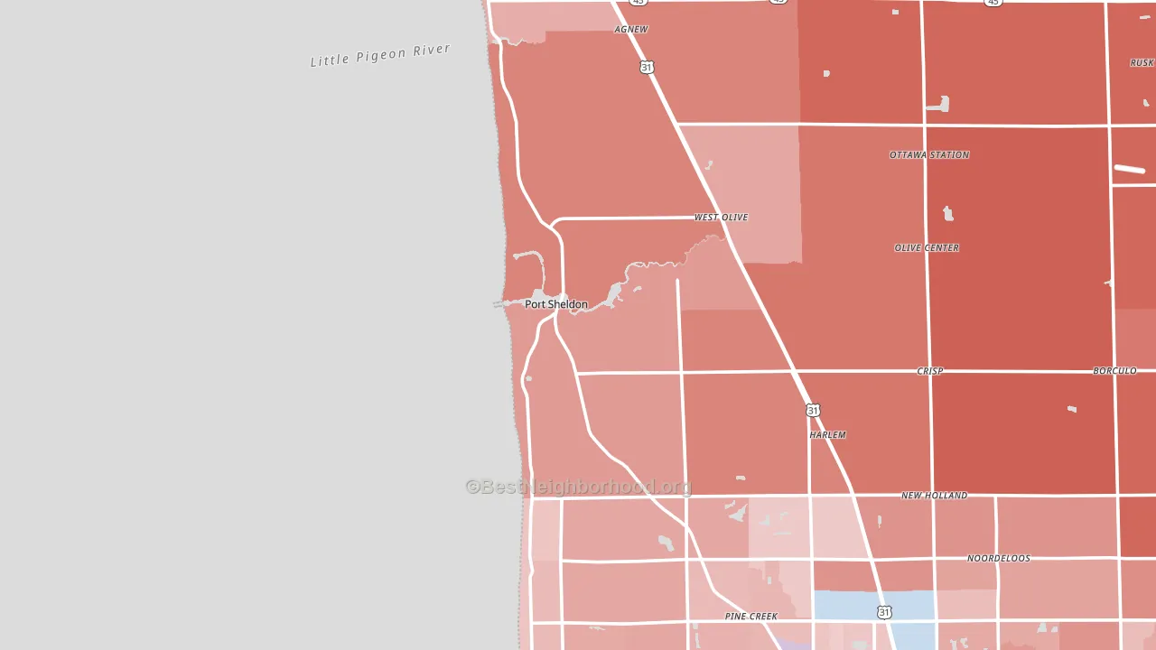 Port Sheldon, MI block-group political-lean map