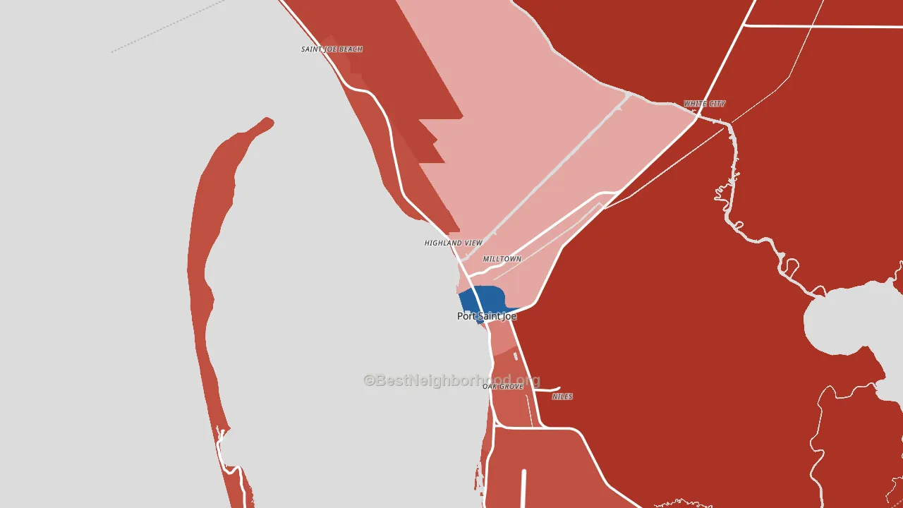 Port St. Joe, FL block-group political-lean map