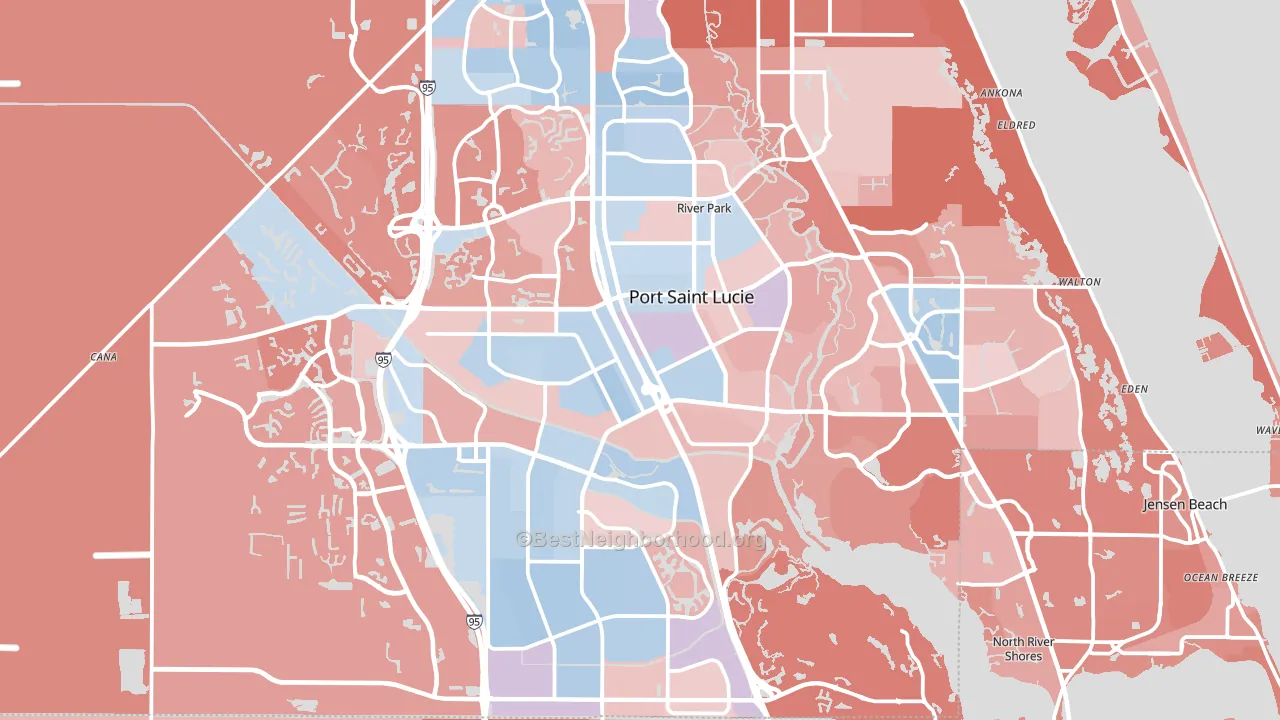 Port St. Lucie, FL block-group political-lean map