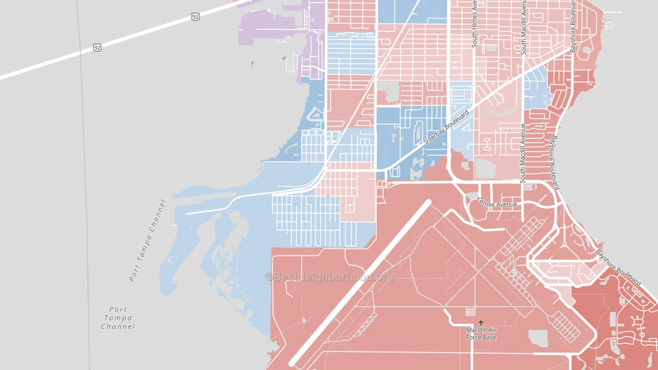 Port Tampa City, Tampa, FL block-group political-lean map
