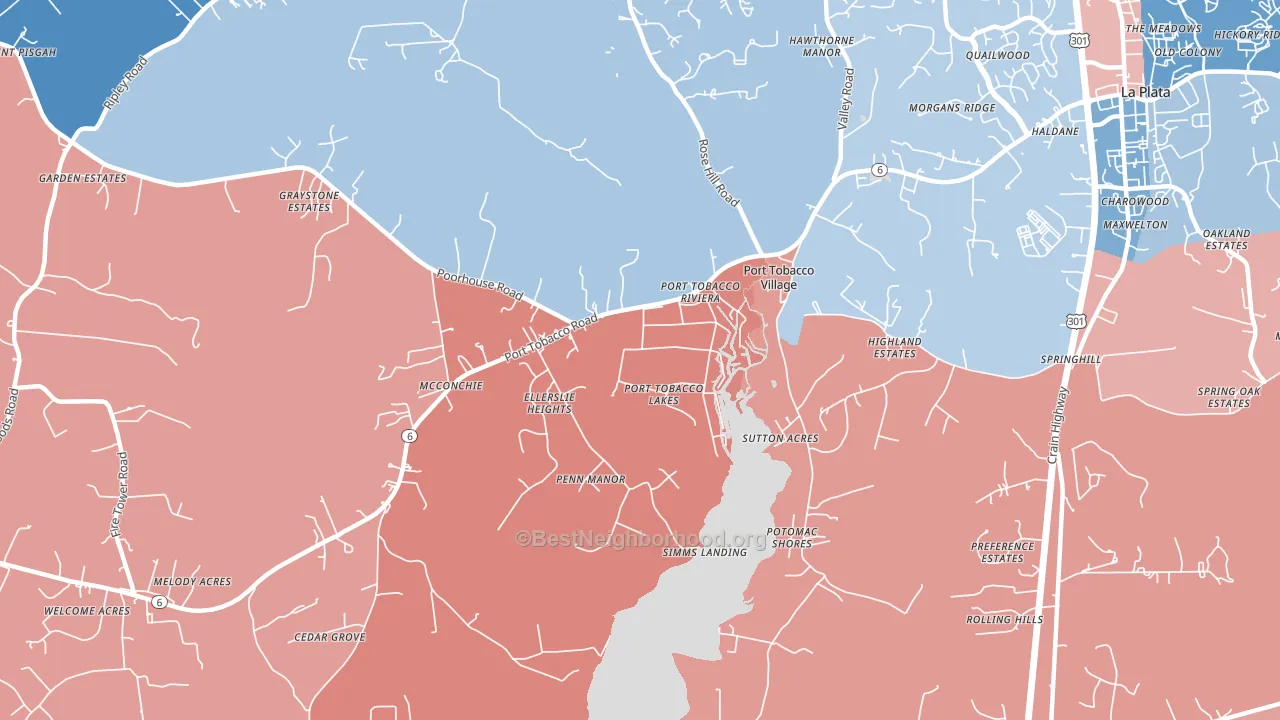 Port Tobacco, MD block-group political-lean map