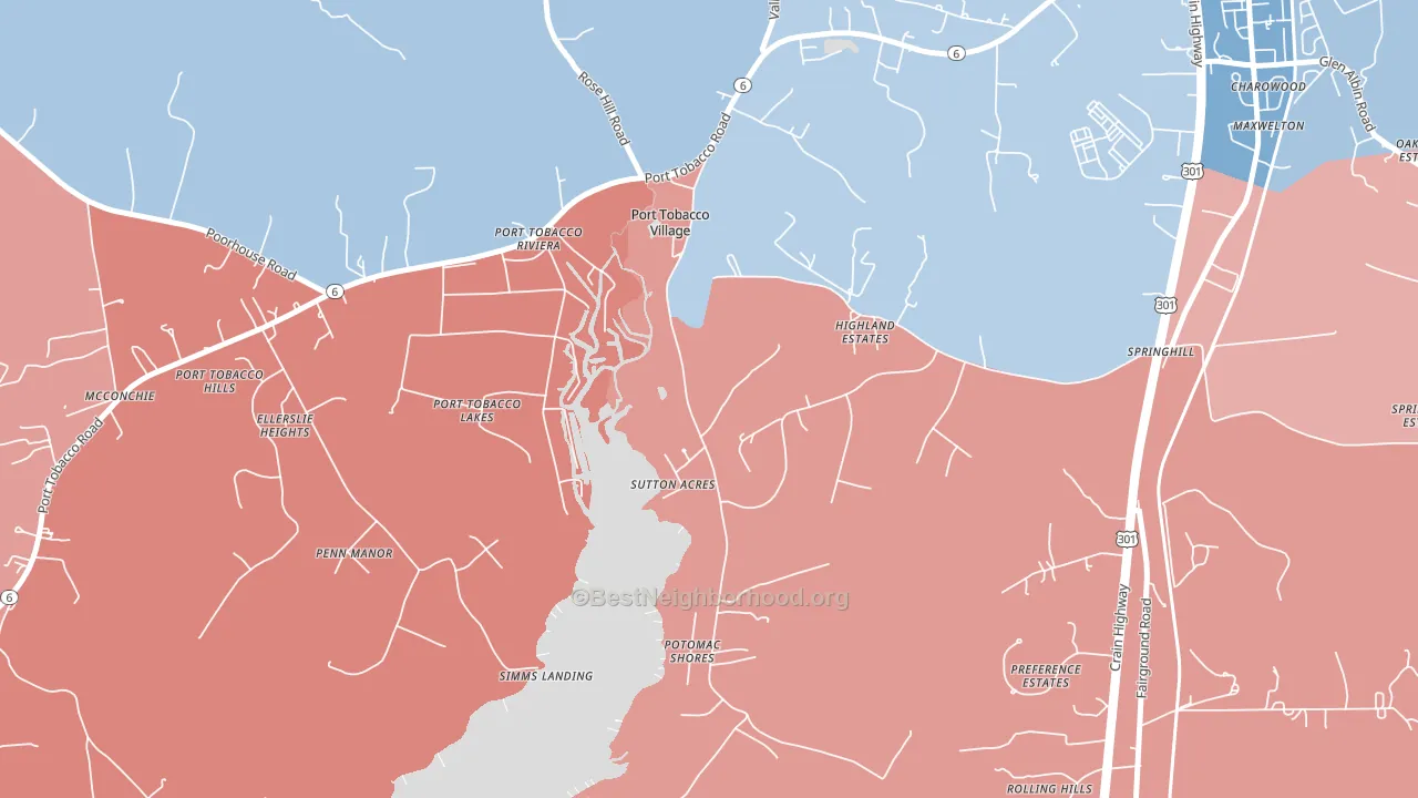 Port Tobacco Village, MD block-group political-lean map