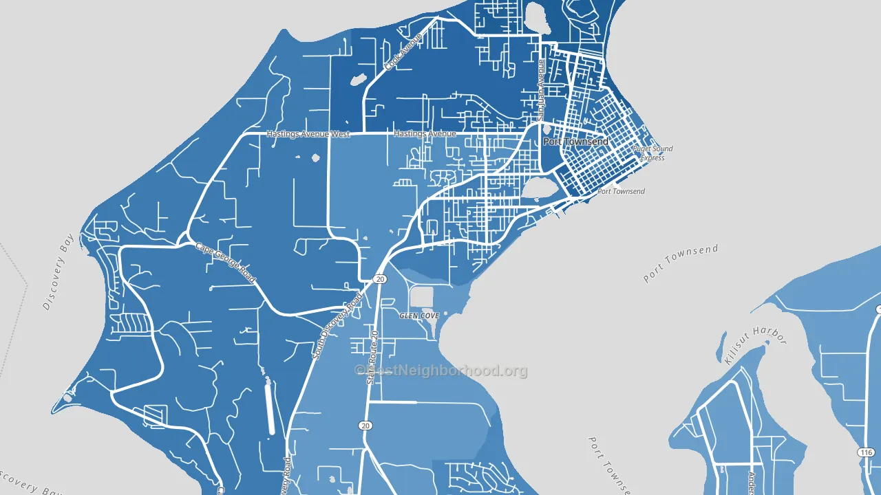 Port Townsend, WA block-group political-lean map
