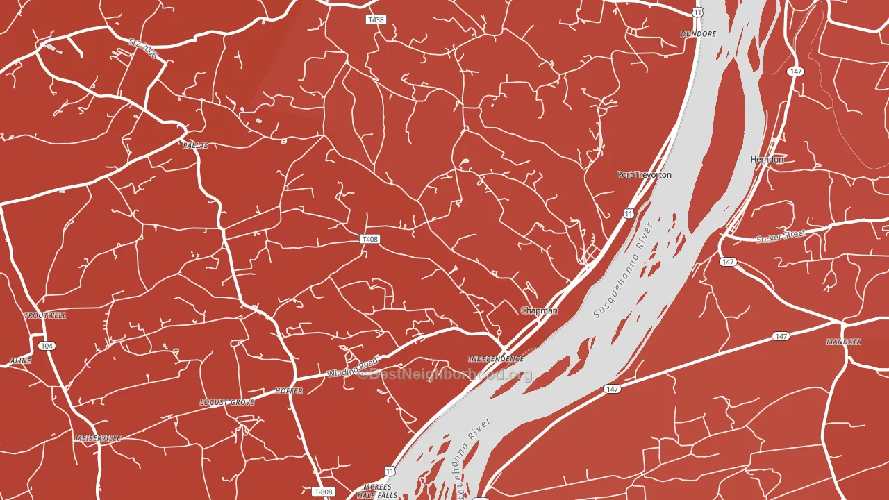 Port Trevorton, PA block-group political-lean map