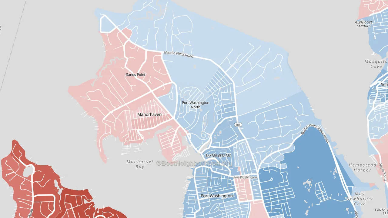 Port Washington North, NY block-group political-lean map