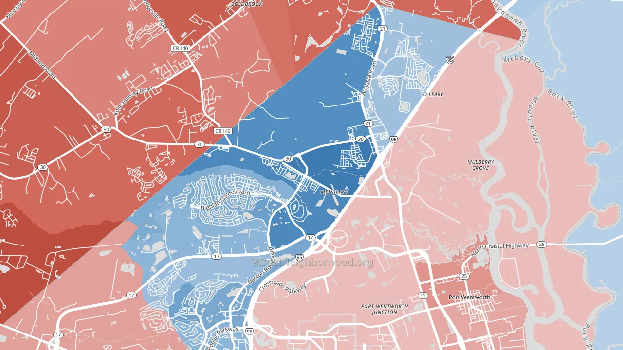 Port Wentworth, GA block-group political-lean map