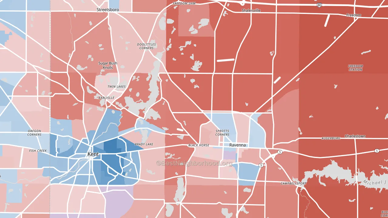 Portage County, OH block-group political-lean map