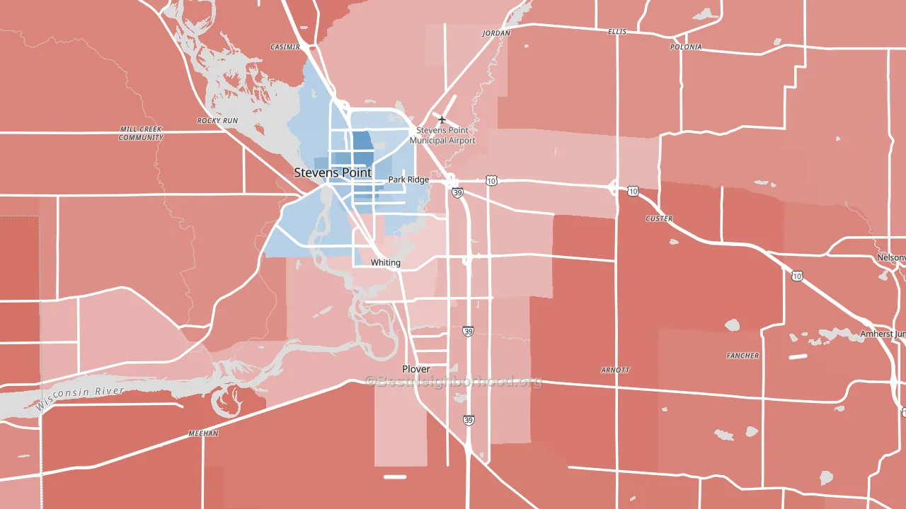 Portage County, WI block-group political-lean map