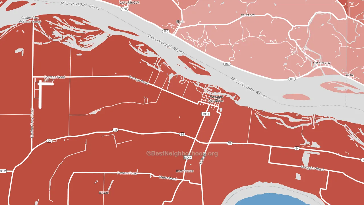 Portage Des Sioux, MO block-group political-lean map