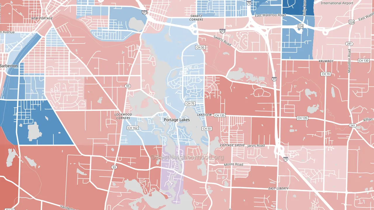 Portage Lakes, OH block-group political-lean map