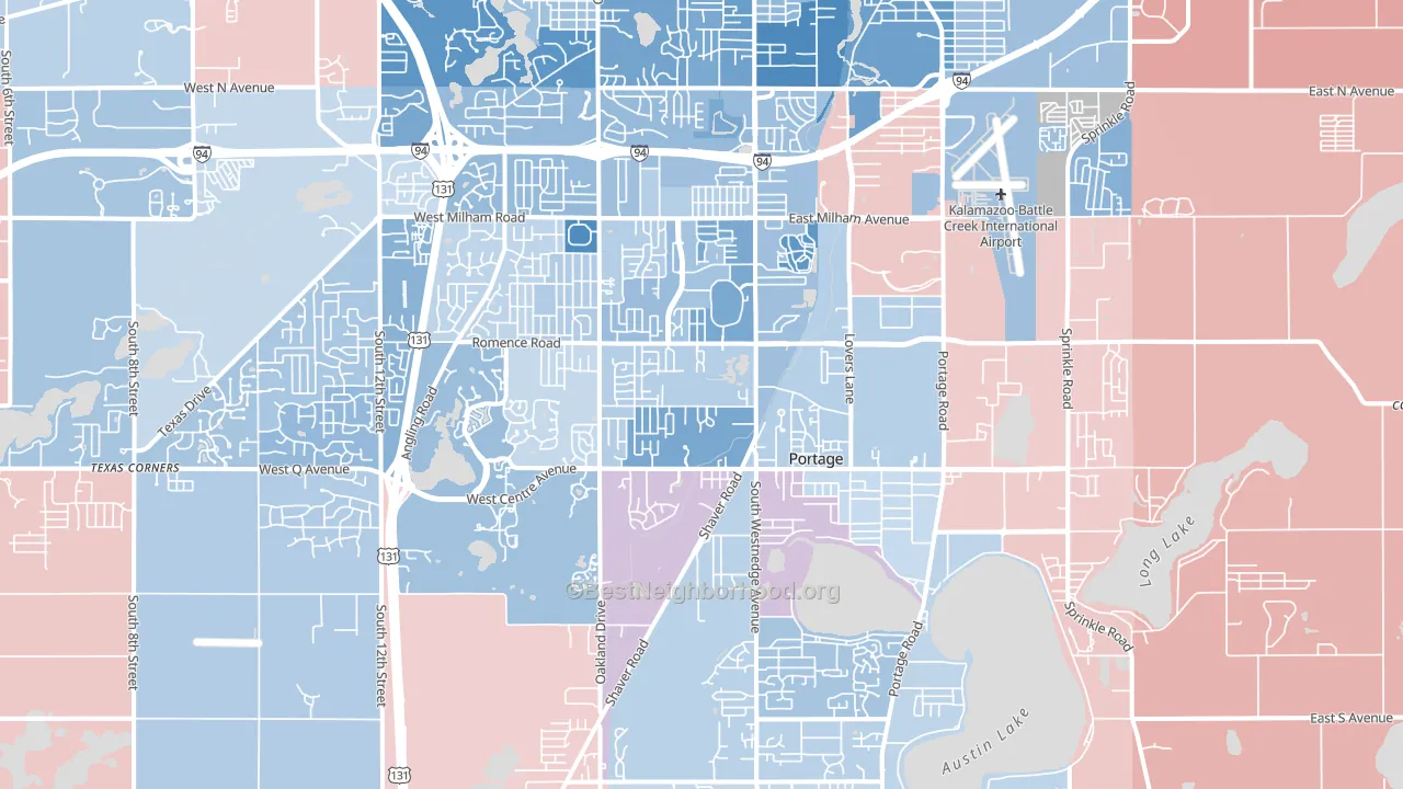 Portage, MI block-group political-lean map
