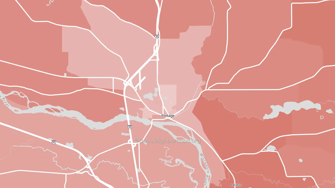 Portage, WI block-group political-lean map