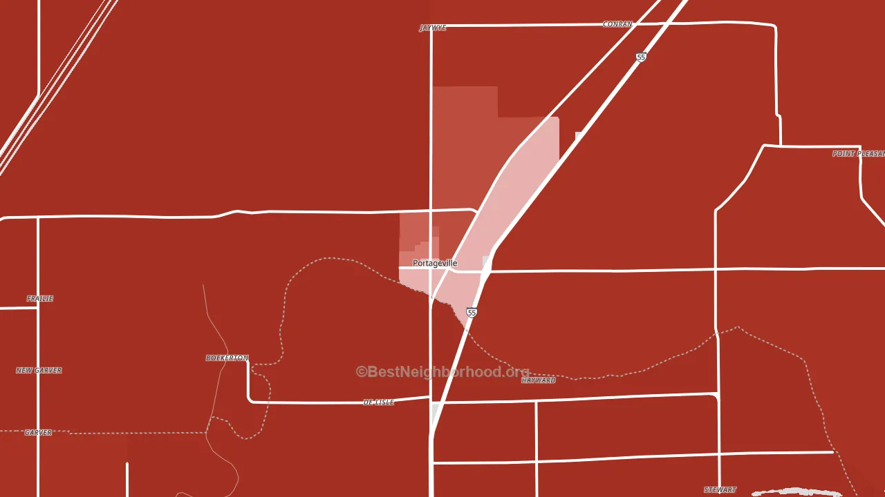 Portageville, MO block-group political-lean map