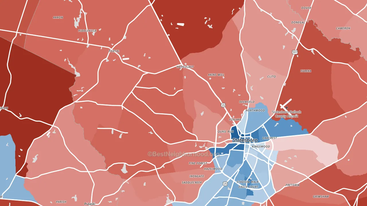 Portal, GA block-group political-lean map