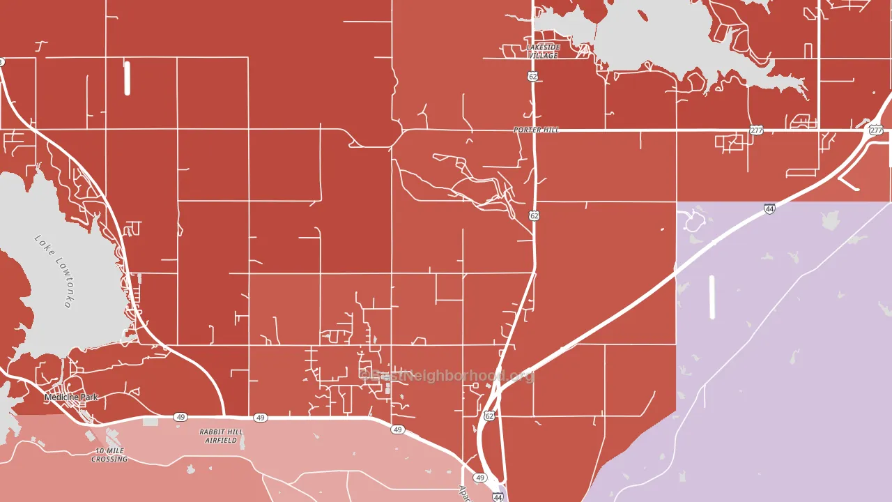 Porter Hill, OK block-group political-lean map