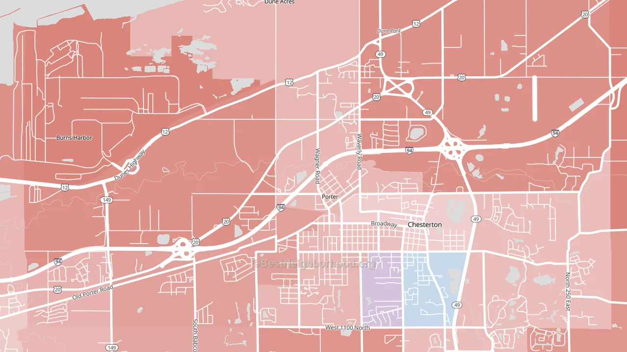 Porter, IN block-group political-lean map