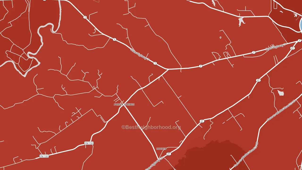 Porter Springs, TX block-group political-lean map