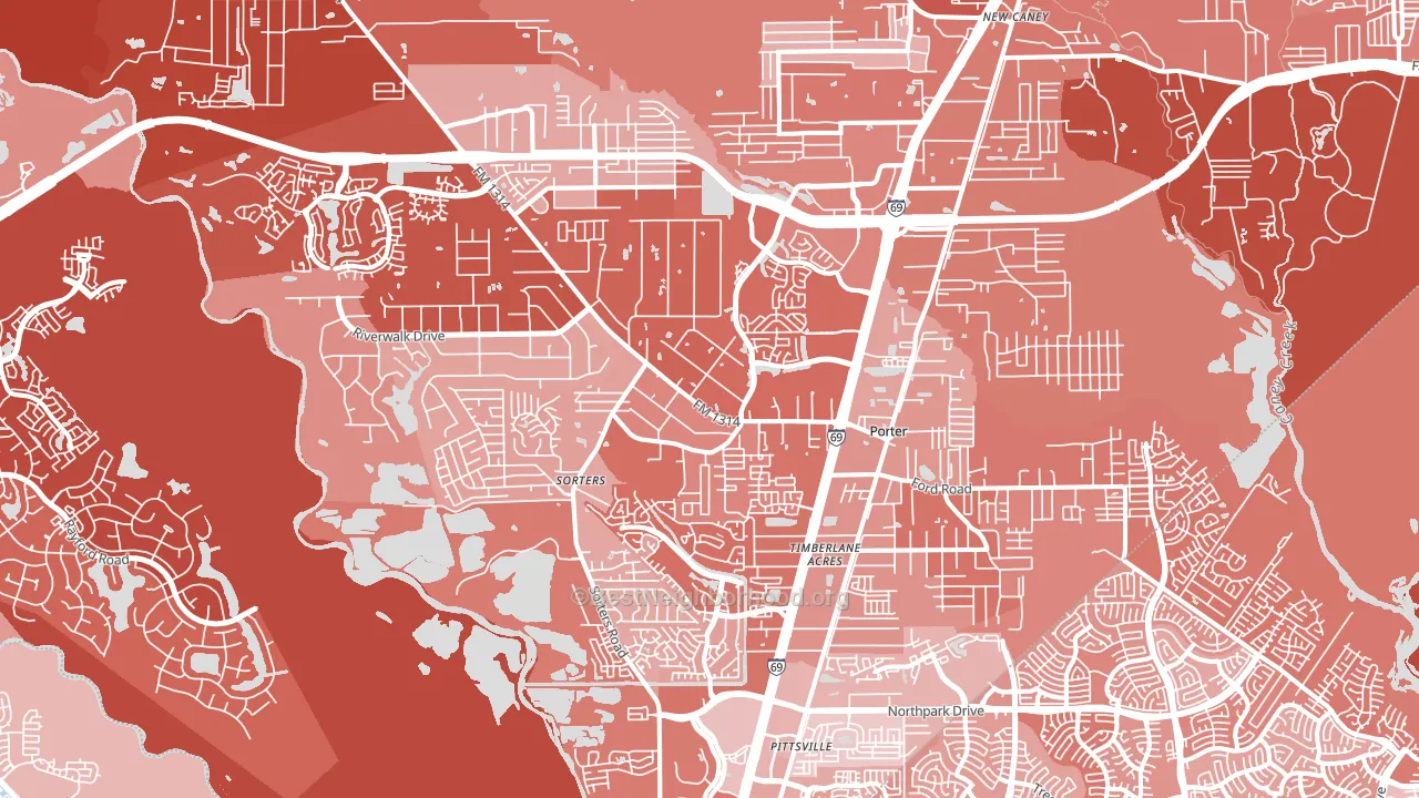 Porter, TX block-group political-lean map