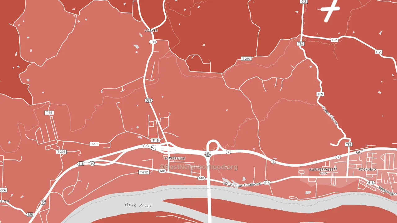 Porterfield, OH block-group political-lean map
