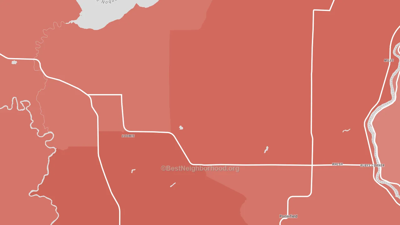 Porterfield, WI block-group political-lean map