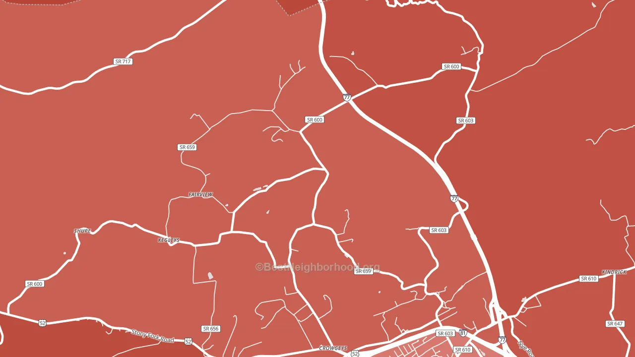 Porters Crossroads, VA block-group political-lean map