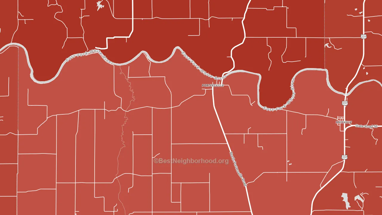 Portersville, IN block-group political-lean map