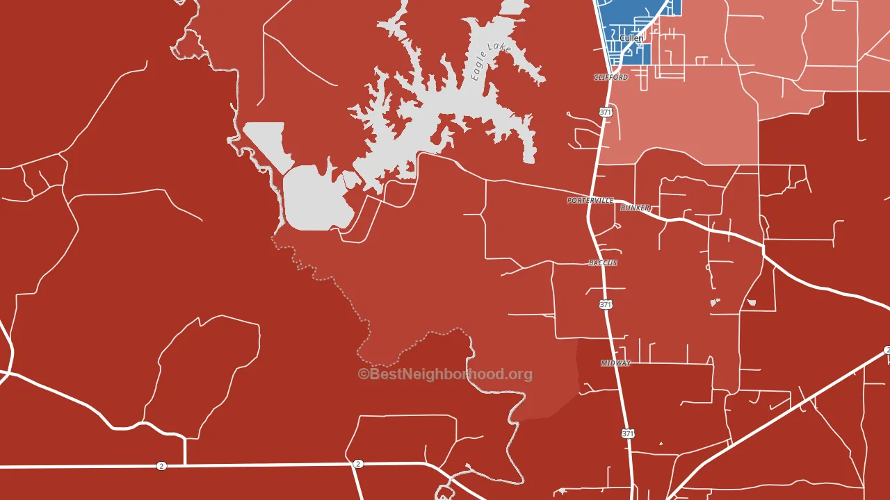 Porterville, LA block-group political-lean map