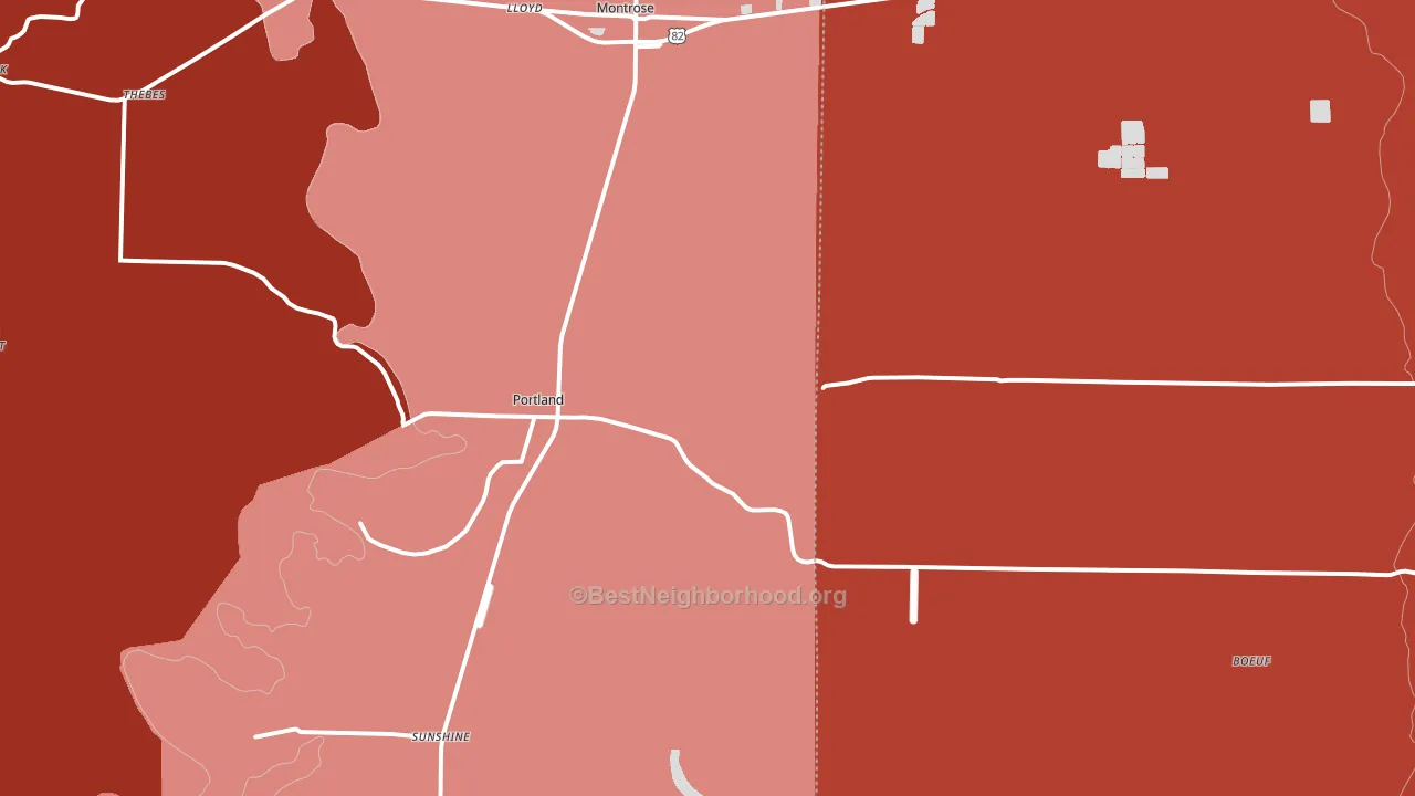 Portland, AR block-group political-lean map
