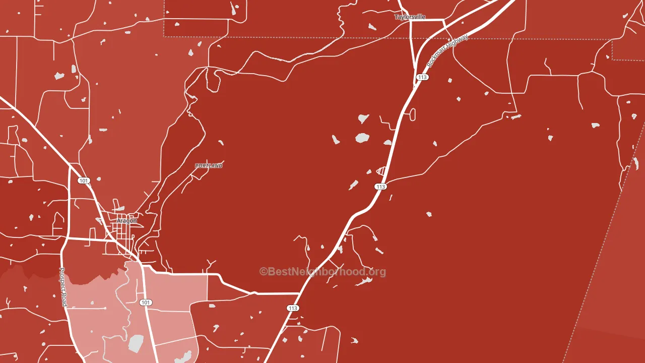 Portland, GA block-group political-lean map