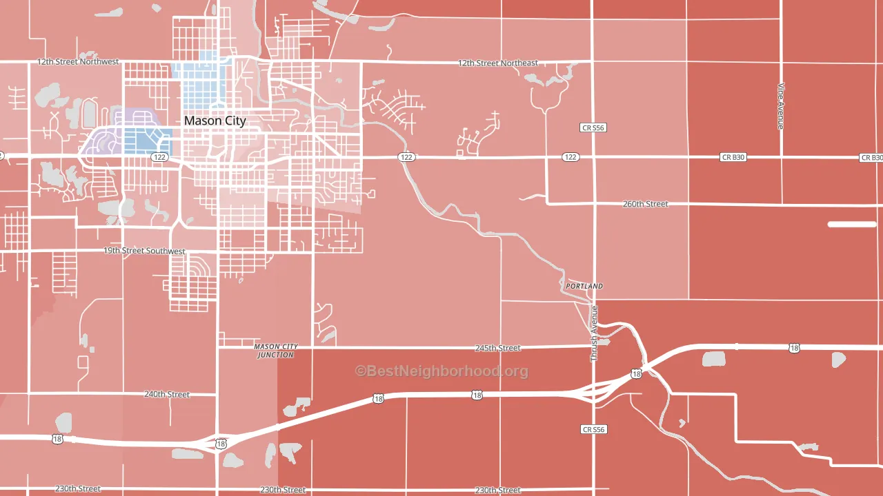 Portland, IA block-group political-lean map