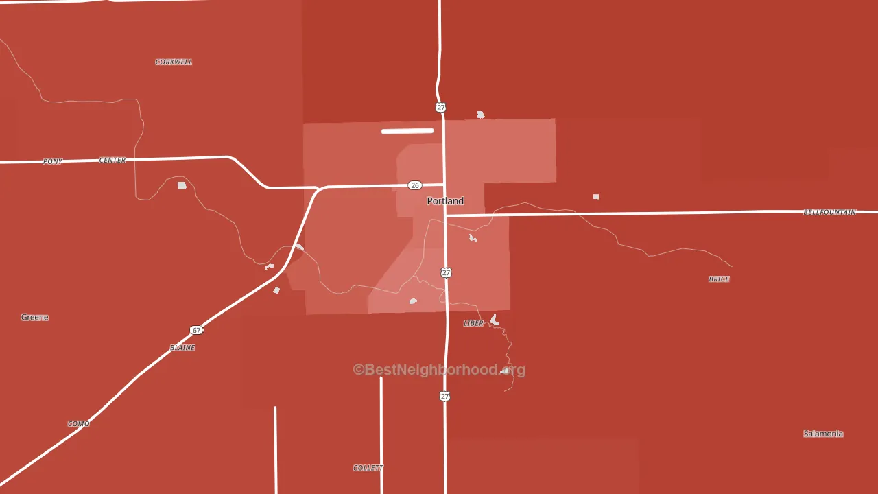 Portland, IN block-group political-lean map