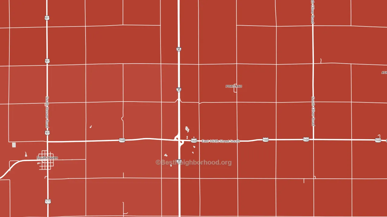 Portland, KS block-group political-lean map