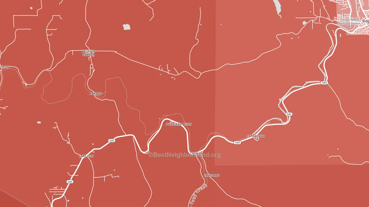 Portland Mills, PA block-group political-lean map