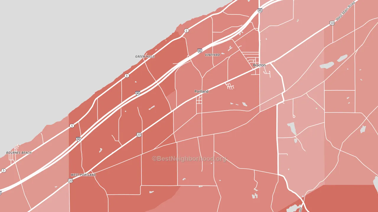 Portland, NY block-group political-lean map