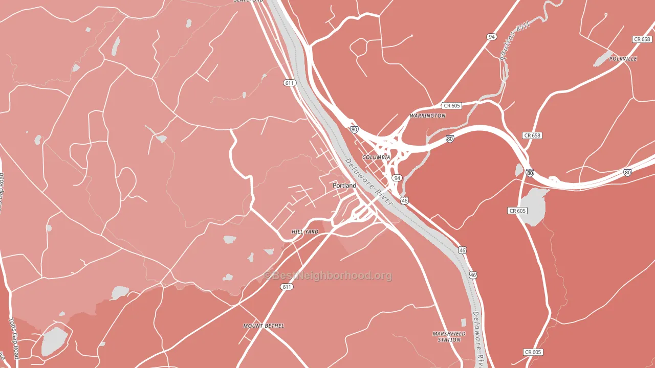 Portland, PA block-group political-lean map