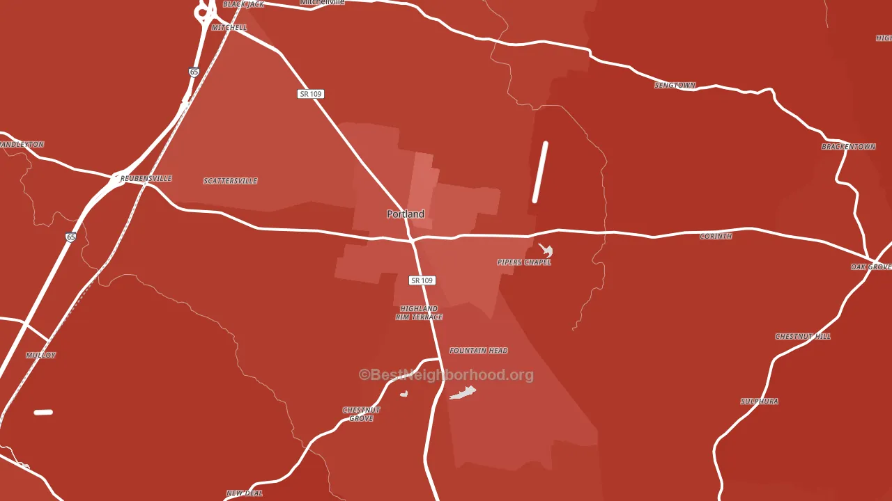 Portland, TN block-group political-lean map