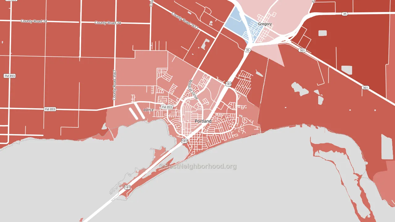 Portland, TX block-group political-lean map