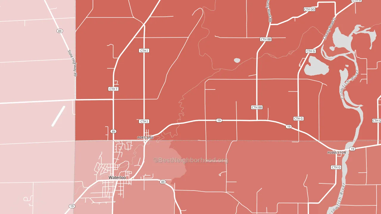 Portland, WI block-group political-lean map